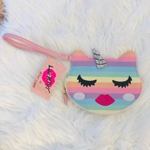 BETSEY JOHNSON Rainbow Unicorn Kitty Wristlet